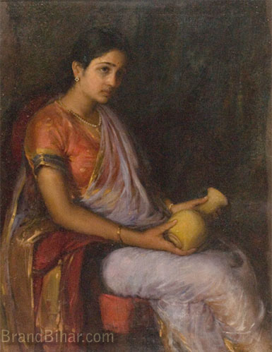 Trinidade, A X Girl with a Vase, Oil,