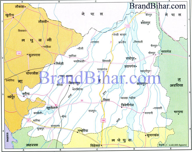 Click on the Map of Supaul to see the large View of Supaul Map