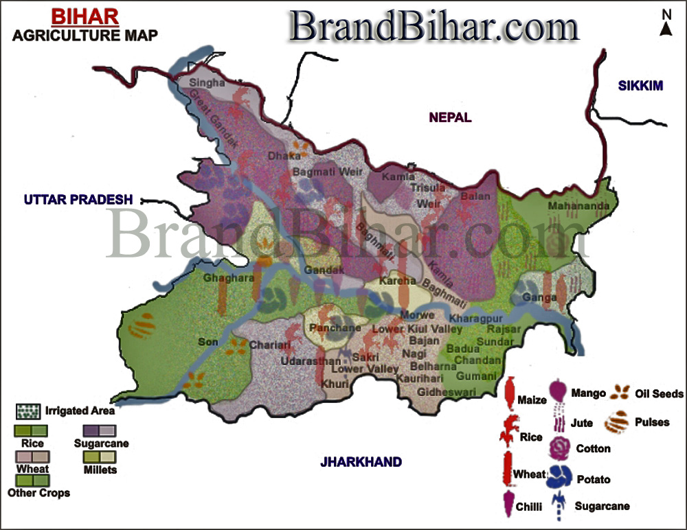 Agriculture Map of Bihar Agriculture Map, Map of Bihar Agriculture Map