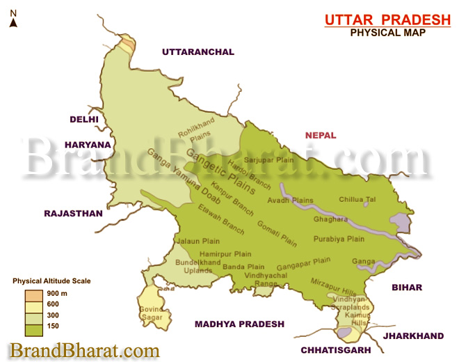 Uttar Pradesh Physical Map